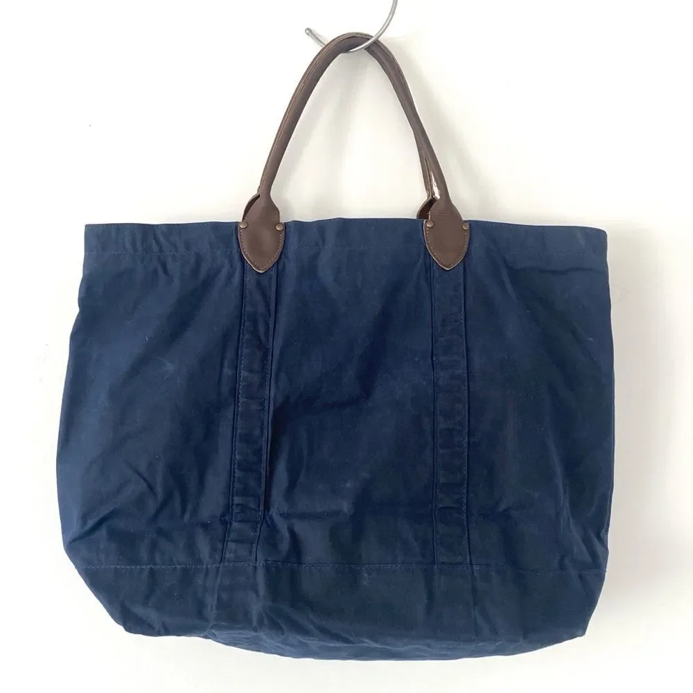 Accessories Unlimited Waxed Canvas Tote Bag XL Navy Blue Nautical Coastal Chic